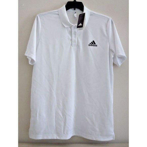 adidas GL0484 Men's Sz Large White/Black Designed to Move 3-Stripes Polo Shirt - Picture 1 of 9